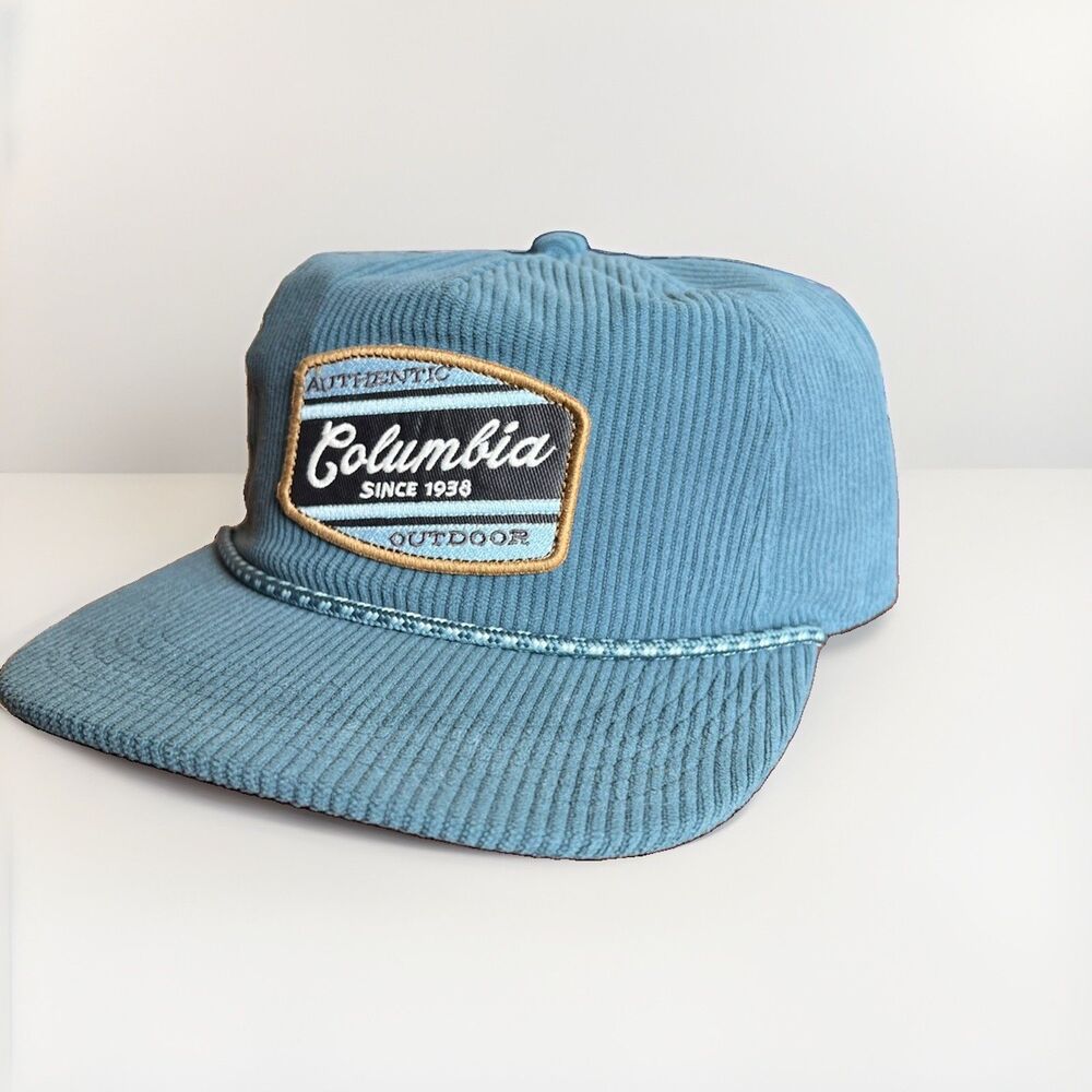 Columbia Corduroy Unisex Snapback Hat Hiking Outdoors blue Gorpcore